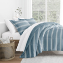 King Soft Stripe Light Blue Comforter Sets Down-Alternative Ultra Soft Bedding - Pattern/Solid Reversible