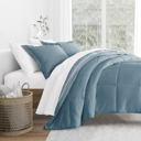 King Soft Stripe Light Blue Comforter Sets Down-Alternative Ultra Soft Bedding - Pattern/Solid Reversible