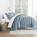 King Soft Stripe Light Blue Comforter Sets Down-Alternative Ultra Soft Bedding - Pattern/Solid Reversible