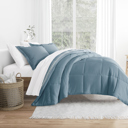 King Soft Stripe Light Blue Comforter Sets Down-Alternative Ultra Soft Bedding - Pattern/Solid Reversible