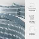 King Soft Stripe Light Blue Comforter Sets Down-Alternative Ultra Soft Bedding - Pattern/Solid Reversible