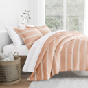 King Soft Stripe Rose Comforter Sets Down-Alternative Ultra Soft Bedding - Pattern/Solid Reversible