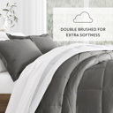 King Stitched Stripe Gray Comforter Sets Down-Alternative Ultra Soft Bedding - Pattern/Solid Reversible