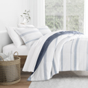 King Stitched Stripe Stone Comforter Sets Down-Alternative Ultra Soft Bedding - Pattern/Solid Reversible