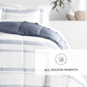 Twin XL Stitched Stripe Stone Comforter Sets Down-Alternative Ultra Soft Bedding - Pattern/Solid Reversible