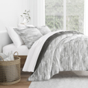 King Textured Stripe Gray Comforter Sets Down-Alternative Ultra Soft Bedding - Pattern/Solid Reversible