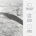 King Textured Stripe Gray Comforter Sets Down-Alternative Ultra Soft Bedding - Pattern/Solid Reversible