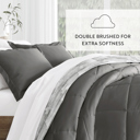 King Textured Stripe Gray Comforter Sets Down-Alternative Ultra Soft Bedding - Pattern/Solid Reversible