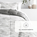 King Textured Stripe Gray Comforter Sets Down-Alternative Ultra Soft Bedding - Pattern/Solid Reversible