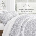 Queen Abstract Garden Light Gray Patterned Comforter Sets Down-Alternative Ultra Soft Bedding