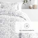 Queen Abstract Garden Light Gray Patterned Comforter Sets Down-Alternative Ultra Soft Bedding