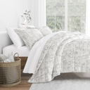 Queen Distressed Field Light Gray Patterned Comforter Sets Down-Alternative Ultra Soft Bedding