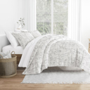 Queen Distressed Field Light Gray Patterned Comforter Sets Down-Alternative Ultra Soft Bedding