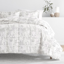 Queen Distressed Field Light Gray Patterned Comforter Sets Down-Alternative Ultra Soft Bedding