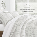 Queen Distressed Field Light Gray Patterned Comforter Sets Down-Alternative Ultra Soft Bedding