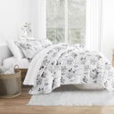 King Magnolia Light Gray Patterned Comforter Sets Down-Alternative Ultra Soft Bedding