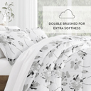 King Magnolia Light Gray Patterned Comforter Sets Down-Alternative Ultra Soft Bedding