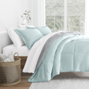 King Aqua / Light Gray Reversible Down-Alternative Comforter Bedding Set