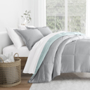 King Aqua / Light Gray Reversible Down-Alternative Comforter Bedding Set