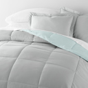 King Aqua / Light Gray Reversible Down-Alternative Comforter Bedding Set