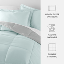 King Aqua / Light Gray Reversible Down-Alternative Comforter Bedding Set