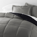 King Black / Fog Reversible Down-Alternative Comforter Bedding Set