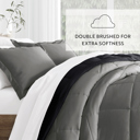 King Black / Fog Reversible Down-Alternative Comforter Bedding Set