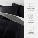 King Black / Fog Reversible Down-Alternative Comforter Bedding Set