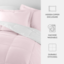 King Blush / White Reversible Down-Alternative Comforter Bedding Set