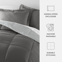 King Gray / Light Gray Reversible Down-Alternative Comforter Bedding Set