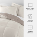 King Natural / Latte Reversible Down-Alternative Comforter Bedding Set