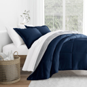 King Navy / Light Gray Reversible Down-Alternative Comforter Bedding Set