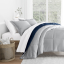 King Navy / Light Gray Reversible Down-Alternative Comforter Bedding Set