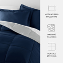 King Navy / Light Gray Reversible Down-Alternative Comforter Bedding Set