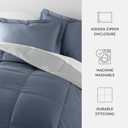 King Stone / Light Gray Reversible Down-Alternative Comforter Bedding Set