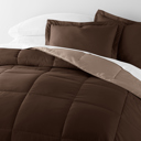 King Taupe / Chocolate Reversible Down-Alternative Comforter Bedding Set