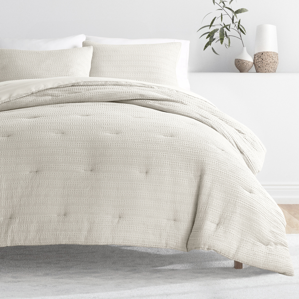 Waffle Textured Comforter Set Down-Alternative Ultra Soft Bedding