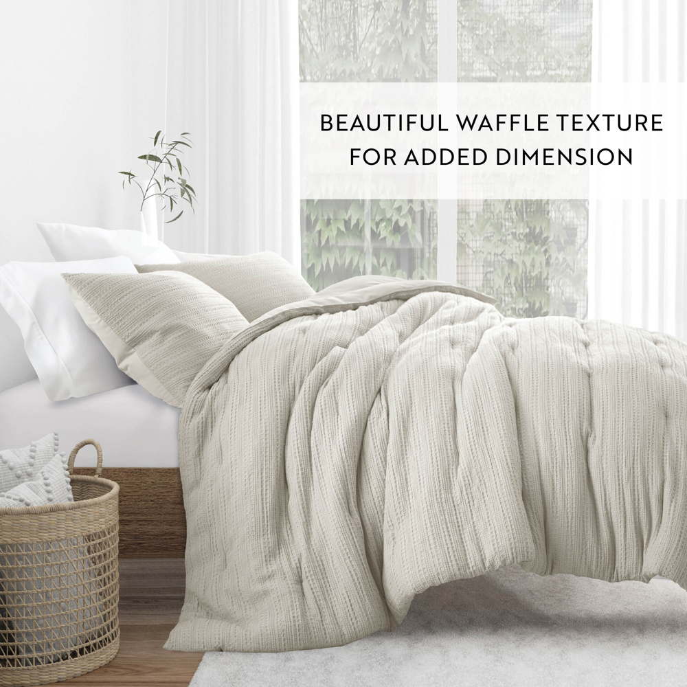 Waffle Textured Comforter Set Down-Alternative Ultra Soft Bedding