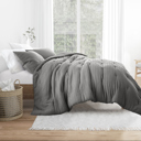 King Fog Waffle Textured Comforter Set Down-Alternative Ultra Soft Bedding