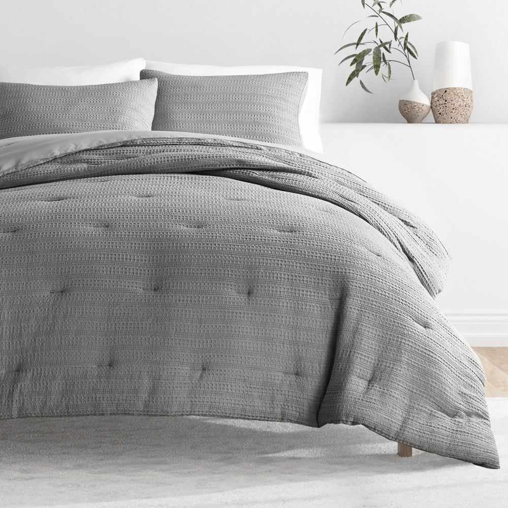 Waffle Textured Comforter Set Down-Alternative Ultra Soft Bedding