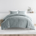 King Light Blue Waffle Textured Comforter Set Down-Alternative Ultra Soft Bedding