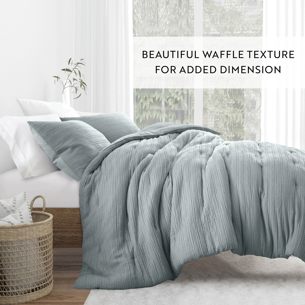 Waffle Textured Comforter Set Down-Alternative Ultra Soft Bedding