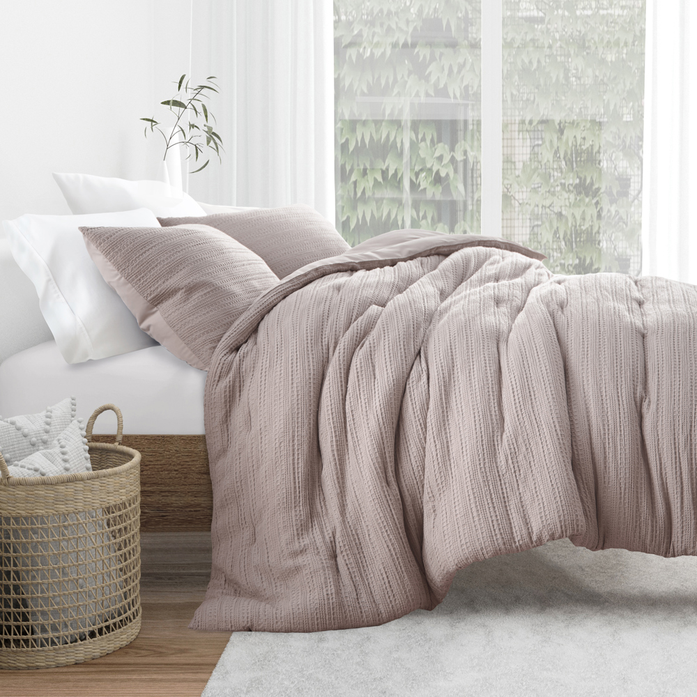 Waffle Textured Comforter Set Down-Alternative Ultra Soft Bedding