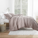 King Mauve Waffle Textured Comforter Set Down-Alternative Ultra Soft Bedding