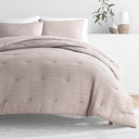 King Mauve Waffle Textured Comforter Set Down-Alternative Ultra Soft Bedding