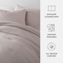 King Mauve Waffle Textured Comforter Set Down-Alternative Ultra Soft Bedding