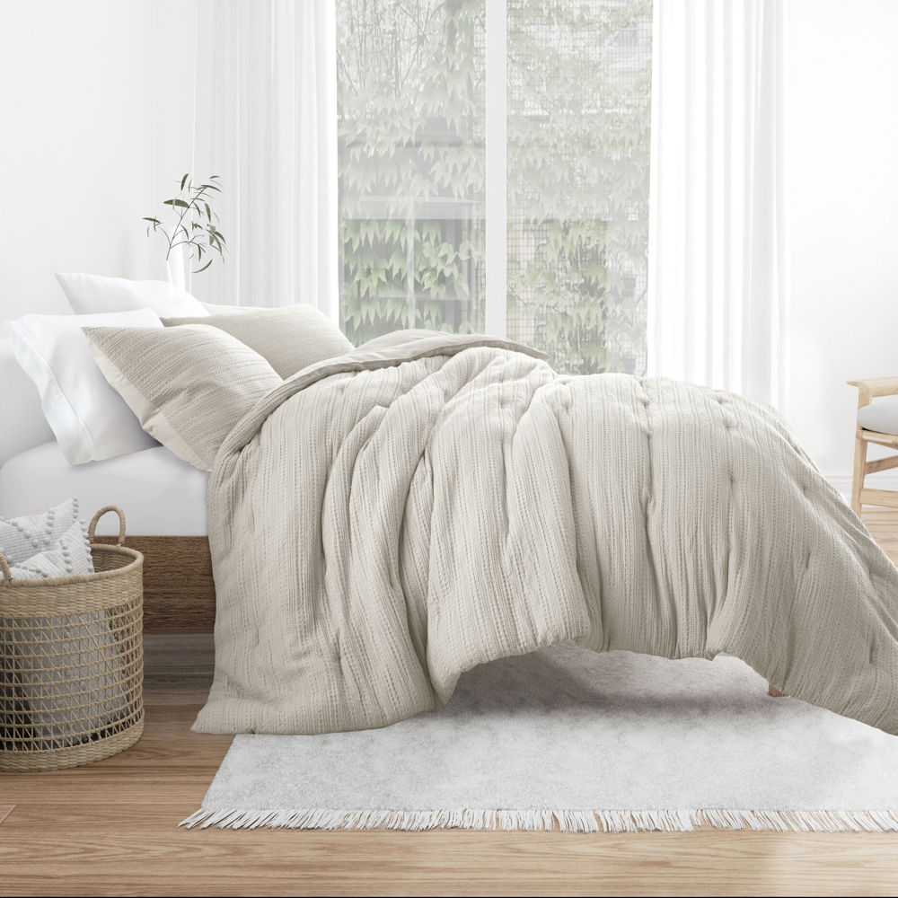 Waffle Textured Comforter Set Down-Alternative Ultra Soft Bedding