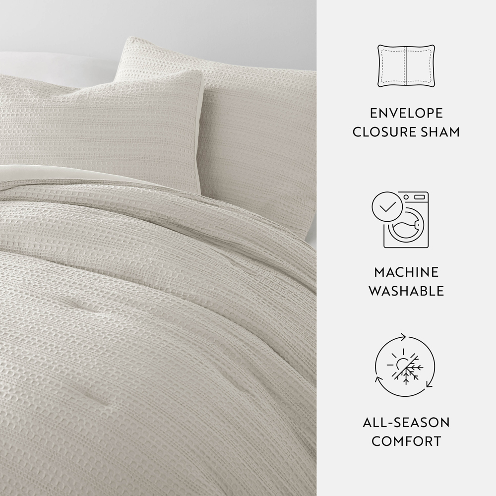 Waffle Textured Comforter Set Down-Alternative Ultra Soft Bedding