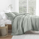 Queen Green Mist Waffle Textured Comforter Set Down-Alternative Ultra Soft Bedding