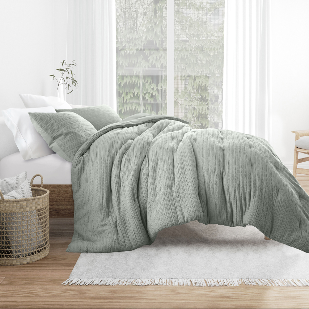 Waffle Textured Comforter Set Down-Alternative Ultra Soft Bedding